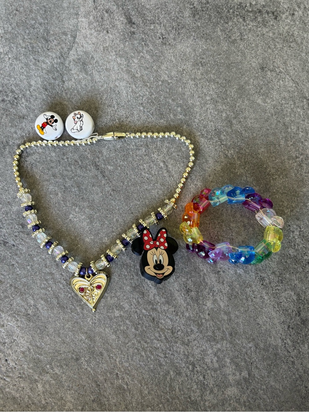 DISNEY MICKEY MINNIE MOUSE Kids Necklace Ring Bracelet Pendants Multicolor